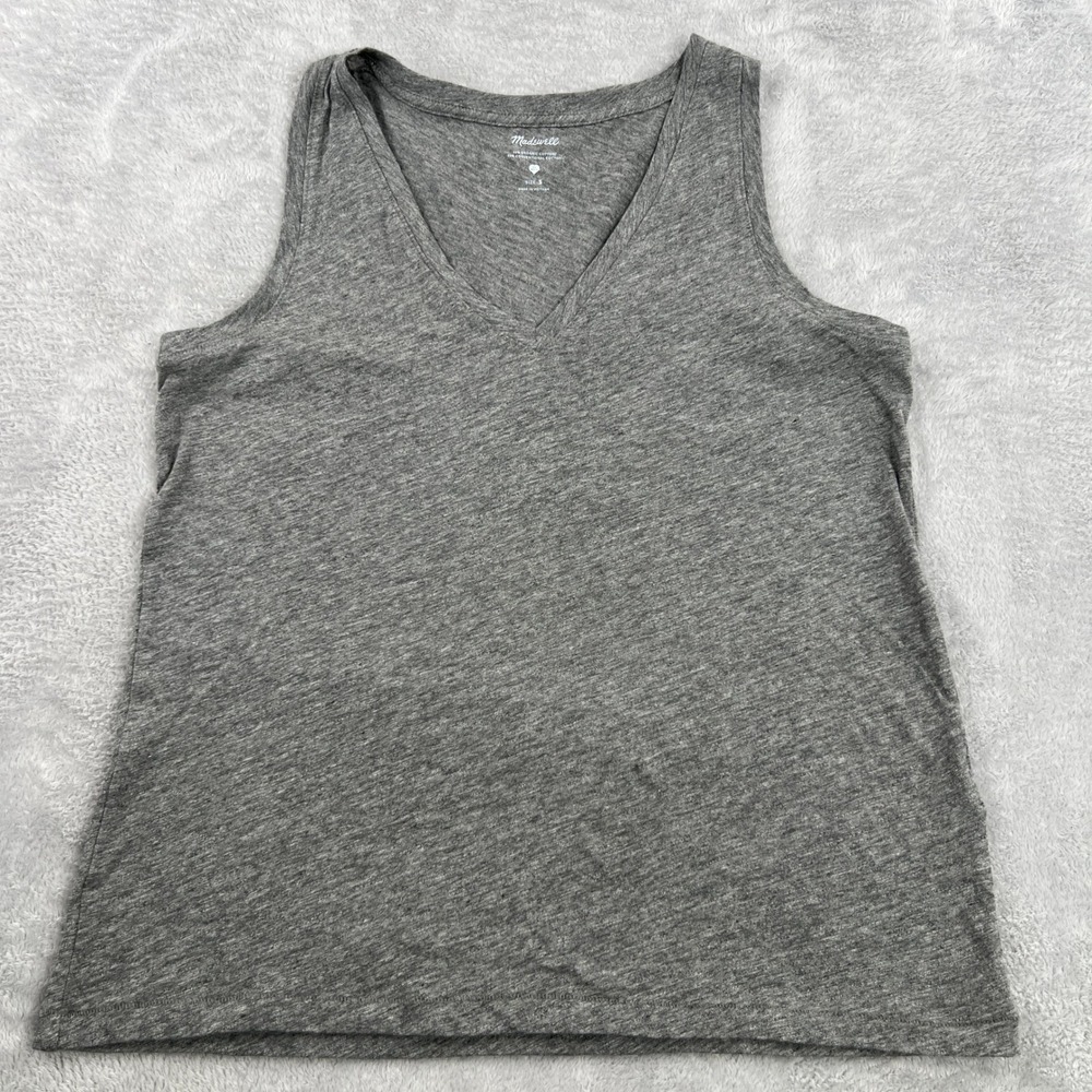 Madewell Organic Cotton Slub Tank Top S Grey Women Casual Minimalist MD045
